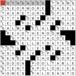 Answer grid for Los Angeles Times 1/17/26 crossword by Emily Biegas